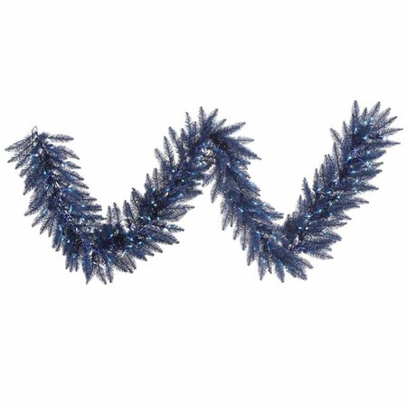 VICKERMAN Navy Blue Dura-Lit Garland with Blue LED Lights, 9 ft. x 14 in. K160715LED